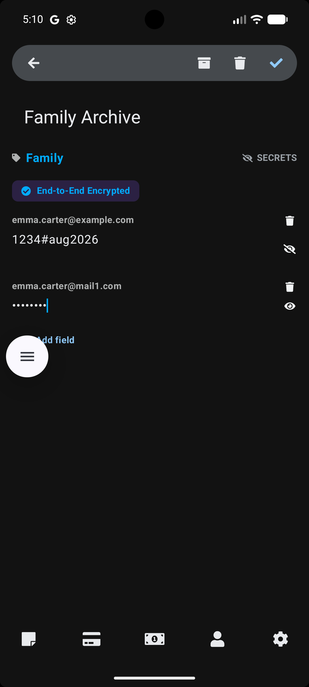 Stowlet secret items screen